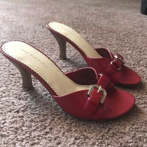 slip on buckle heels